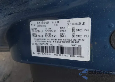 2004 Dodge Ram 1500 Slt/Laramie from USA, damaged, VIN 1D7HU18DX4S516130